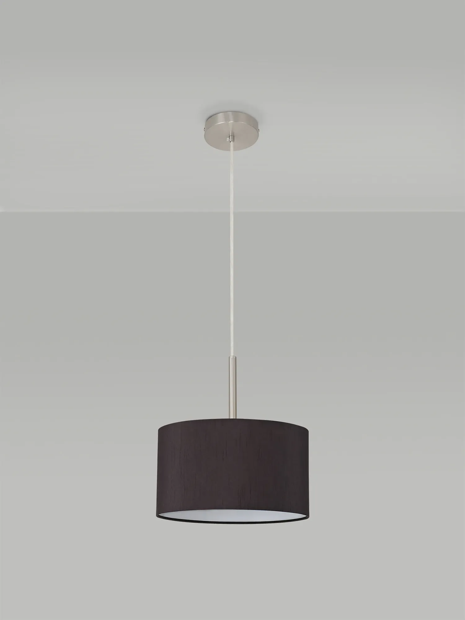 Baymont 30cm Pendant 1 Light Satin Nickel; Black DK0285  Deco Baymont SN BL